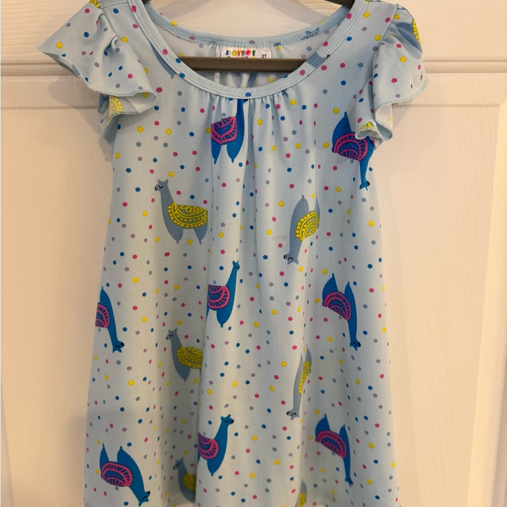 Dot Smile Kids Dress - Blue with Multicolor Dots